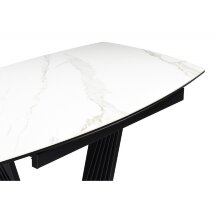 Керамический стол Вейл 140(180)х80 белый мрамор snow white / черный