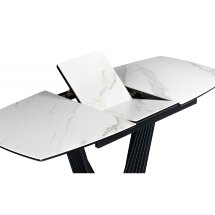 Керамический стол Вейл 140(180)х80 белый мрамор snow white / черный