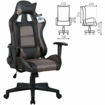 Кресло компьютерное BRABIX &quot;GT Racer GM-100&quot;, две подушки, ткань, экокожа, черное/коричневое, 531819