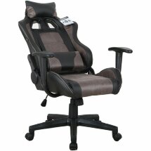 Кресло компьютерное BRABIX &quot;GT Racer GM-100&quot;, две подушки, ткань, экокожа, черное/коричневое, 531819