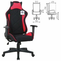 Кресло компьютерное BRABIX &quot;GT Racer GM-101&quot;, подушка, ткань, черное/красное, 531820