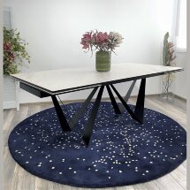 Стол RIETI 200 KL-99 Белый мрамор матовый, итальянская керамика / черный каркас, ®DISAUR