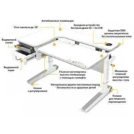 Детская парта Mealux Woodville Multicolor WG Energy Белый