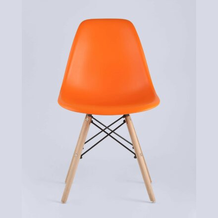 Стул Stool Group SIMPLE DSW оранжевый, литой полипропилен, стальной каркас, натуральный массив бука 