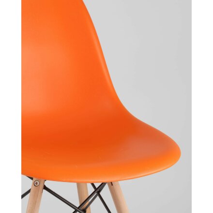 Стул Stool Group SIMPLE DSW оранжевый, литой полипропилен, стальной каркас, натуральный массив бука 