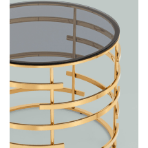 Журнальный столик Инфлюэнс 60*60 стекло smoke сталь золото