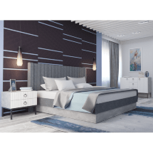 Кровать Tulip 180х200 с ПМ метрополитан грей / белая матовая