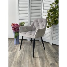 Стул TROY BLUVEL-03 LIGHT GREY, велюр/ черный каркас М-City