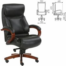 Кресло офисное BRABIX PREMIUM &quot;Infinity EX-707&quot;, дерево, натуральная кожа, черное, 531826