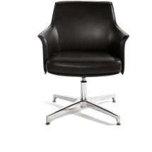 Кресло офисное / Бордо CF / темно коричневая кожа / алюминий крестовина