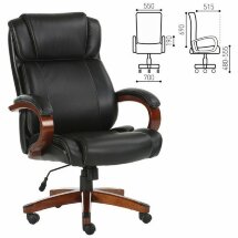 Кресло офисное BRABIX PREMIUM &quot;Magnum EX-701&quot;, дерево, рециклированная кожа, черное, 531827