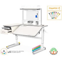 Детский стол Mealux Woodville Multicolor Energy   BD P-17 TG  арт.BD-850 TG/MC Energy BD P-17 TG  -  столешница беленый дуб / накладки на ножках серые  коробок-3 шт.