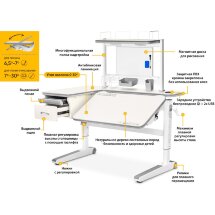 Детский стол Mealux Woodville Multicolor Energy   BD P-17 TG  арт.BD-850 TG/MC Energy BD P-17 TG  -  столешница беленый дуб / накладки на ножках серые  коробок-3 шт.