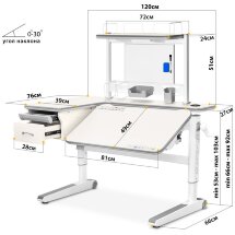 Детский стол Mealux Woodville Multicolor Energy   BD P-17 TG  арт.BD-850 TG/MC Energy BD P-17 TG  -  столешница беленый дуб / накладки на ножках серые  коробок-3 шт.