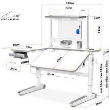 Детский стол Mealux Woodville Multicolor Energy   BD P-17 W  арт.BD-850 WG/MC Energy BD P-17 W - столешница белая / накладки на ножках серые  коробок-3 шт.