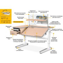 Детский стол Mealux Woodville Multicolor Energy   BD P-18 MG  арт.BD-850 MG/MC Energy BD P-18 MG  - столешница клен / накладки на ножках серые  коробок-3 шт.