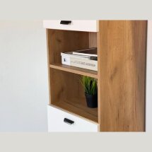 Стеллаж Моди дуб крафт золотой / белое дерево