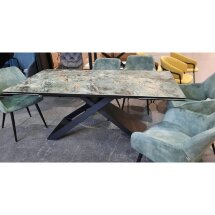 Стол LIVORNO 180 KL-170 MALACHITE, итальянская керамика/ черный каркас М-City