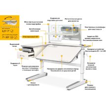 Детский стол Mealux Woodville Multicolor Energy   BD P-18 TG  арт.BD-850 TG/MC Energy BD P-18 TG  - столешница беленый дуб / накладки на ножках серые  коробок-3 шт.