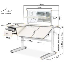 Детский стол Mealux Woodville Multicolor Energy   BD P-18 TG  арт.BD-850 TG/MC Energy BD P-18 TG  - столешница беленый дуб / накладки на ножках серые  коробок-3 шт.