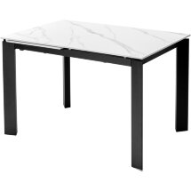 Стол CORNER 120 MATT WHITE MARBLE SOLID CERAMIC / BLACK, ®DISAUR