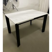 Стол CORNER 120 MATT WHITE MARBLE SOLID CERAMIC / BLACK, ®DISAUR