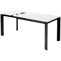 Стол CORNER 120 MATT WHITE MARBLE SOLID CERAMIC / BLACK, ®DISAUR