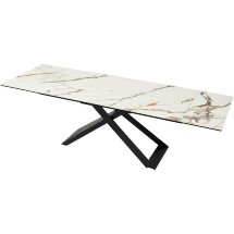 Стол LIVORNO 180 KL-188 Контрастный мрамор матовый, итальянская керамика/ черный каркас М-City