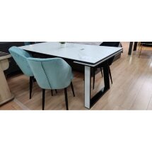Стол СИЛЬВЕР 180 Белый мрамор, матовый К-3, керамика/ Белый мрамор - Черный БЕЗ НДС