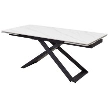 Стол LIVORNO 180 MATT WHITE MARBLE SOLID CERAMIC / BLACK, ®DISAUR