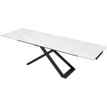 Стол LIVORNO 180 MATT WHITE MARBLE SOLID CERAMIC / BLACK, ®DISAUR