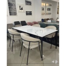 Стол NOTO 180 SINTERED STONE GLOSS STATUARIO WHITE / BLACK М-City