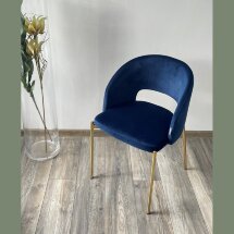 Стул AGNES BLUVEL-86 NAVY BLUE, золотой каркас М-City