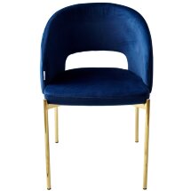Стул AGNES BLUVEL-86 NAVY BLUE, золотой каркас М-City
