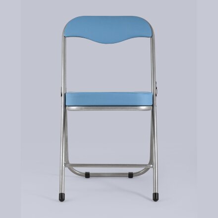Стул складной Stool Group ДЖОН голубой обивка из экокожи на хромированном каркасе из металла 