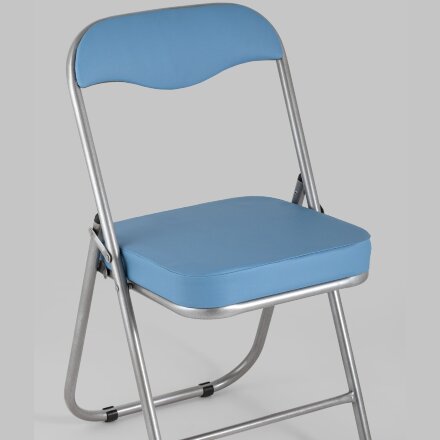 Стул складной Stool Group ДЖОН голубой обивка из экокожи на хромированном каркасе из металла 