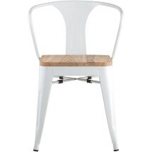 Стул TOLIX ARM WOOD с подлокотниками белый