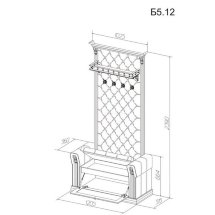 Прихожая с обувницей и полкой, банкетка с подлокотниками Б5.12 вешалка