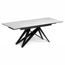 Керамический стол Блэкберн 140(200)х80х75 белый мрамор snow white / черный