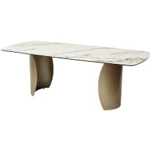 Стол BRONTE 220 KL-188 Контрастный мрамор матовый, итальянская керамика/ Шампань, ®DISAUR