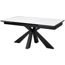 Стол ALEZIO 160 BIANCO TL-45 Белый мрамор матовый, испанская керамика/ черный каркас, ®DISAUR