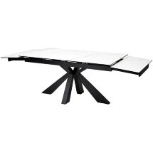 Стол ALEZIO 160 BIANCO TL-45 Белый мрамор матовый, испанская керамика/ черный каркас, ®DISAUR