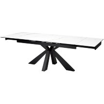 Стол ALEZIO 160 BIANCO TL-45 Белый мрамор матовый, испанская керамика/ черный каркас, ®DISAUR