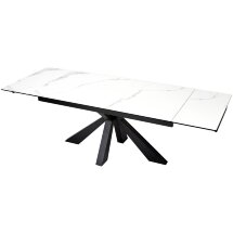 Стол ALEZIO 160 BIANCO TL-45 Белый мрамор матовый, испанская керамика/ черный каркас, ®DISAUR
