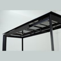 Стол CREMONA 160 KL-99 Белый мрамор матовый, итальянская керамика / черный каркас, ®DISAUR