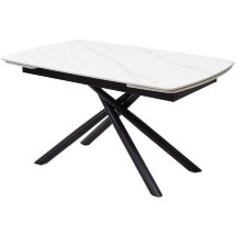 Стол RIVOLI 140 MATT WHITE MARBLE SOLID CERAMIC / BLACK, ®DISAUR