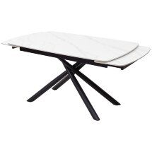 Стол RIVOLI 140 MATT WHITE MARBLE SOLID CERAMIC / BLACK, ®DISAUR