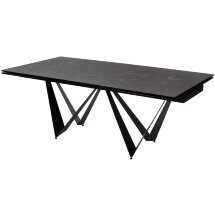 Стол RIETI 200 NERO KL-116 Черный мрамор матовый, итальянская керамика/ черный каркас, ®DISAUR