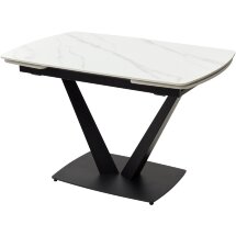 Стол ALATRI 120 MATT WHITE MARBLE SOLID CERAMIC / BLACK, ®DISAUR