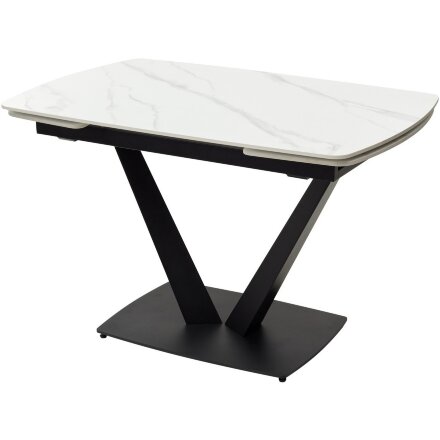 Стол ALATRI 120 MATT WHITE MARBLE SOLID CERAMIC / BLACK, ®DISAUR 